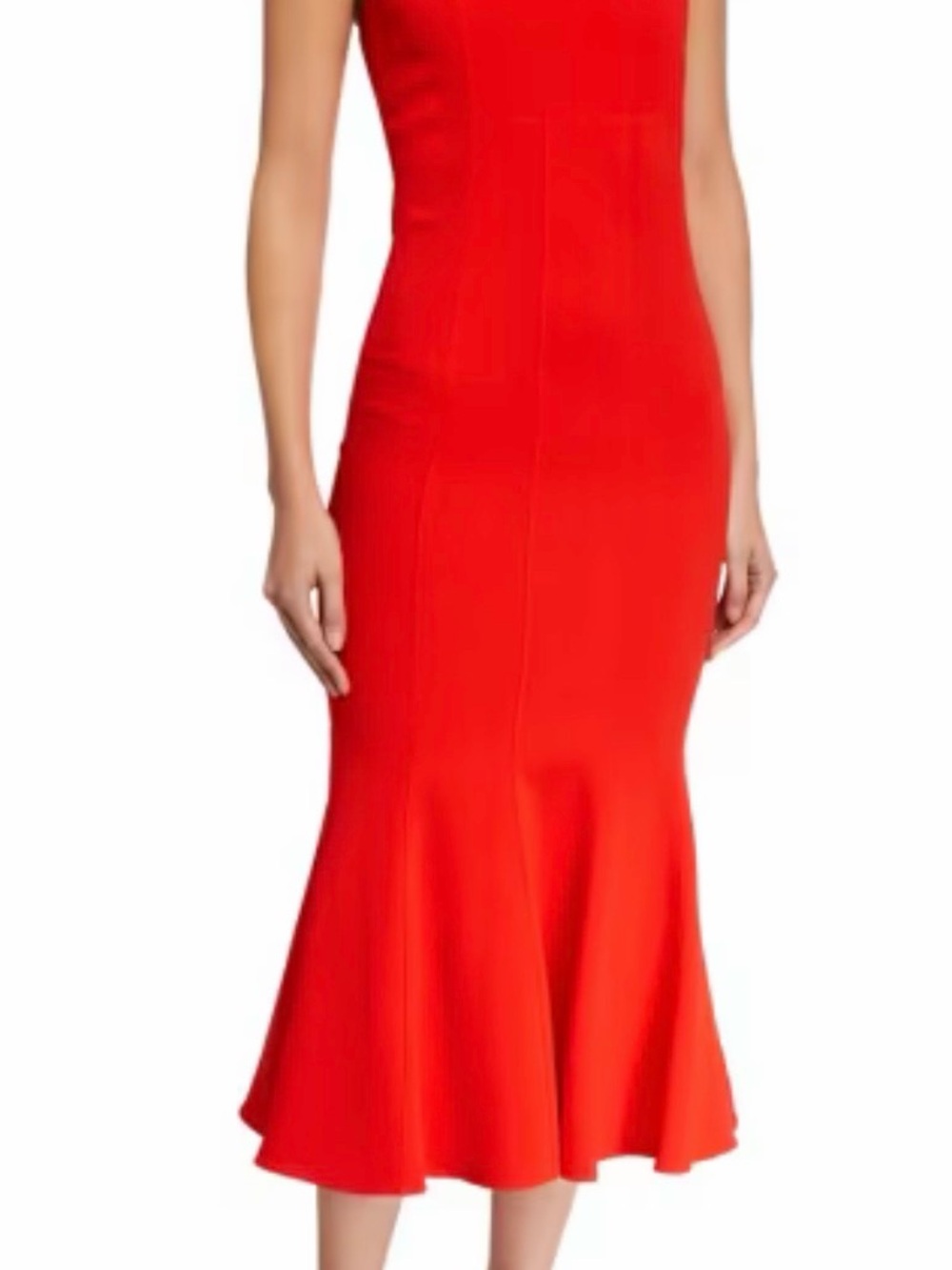 Veronica Beard Red Fitted Mermaid Midi Dress